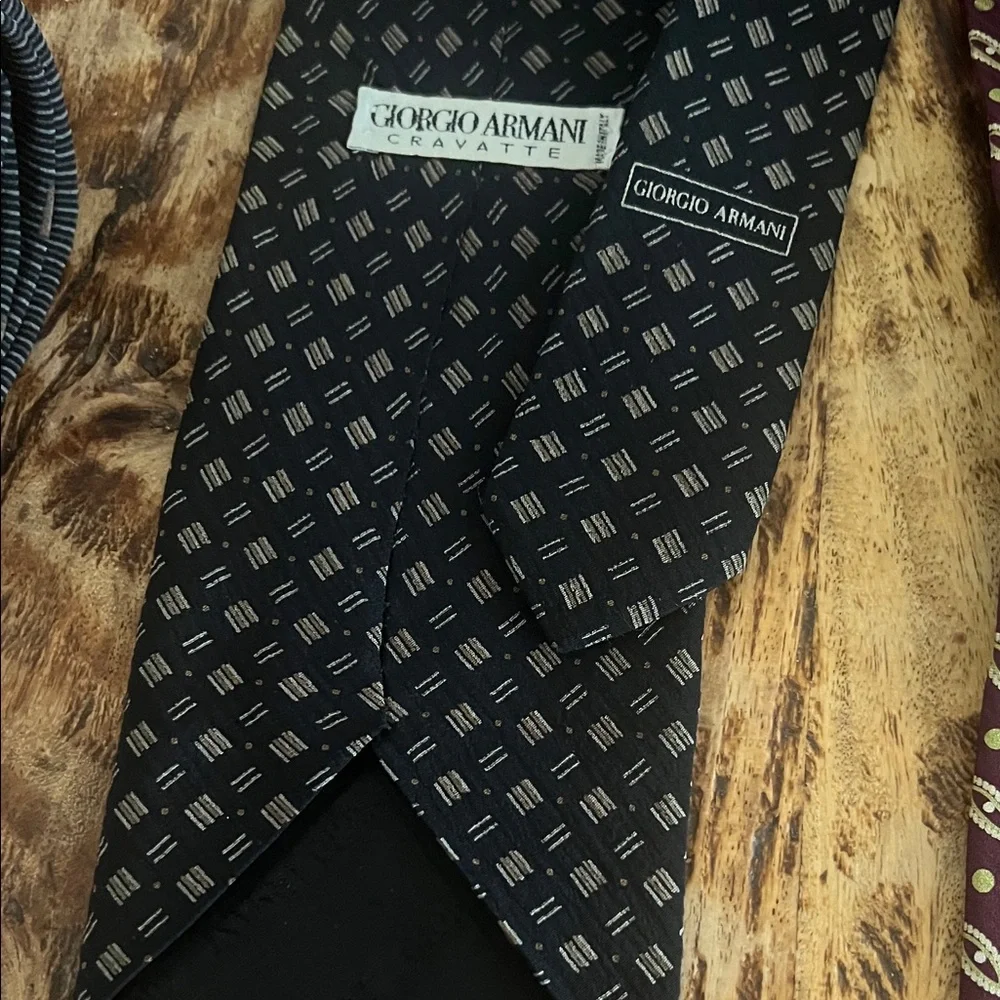 Giorgio Armani Men's Tie Trio - Navy, Black, Burgundy - Picture 3 of 4